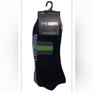 Steve Madden Low Cut Socks 8 Pair Men 6-12.5 Black White Gray w Mixed Logo NEW!